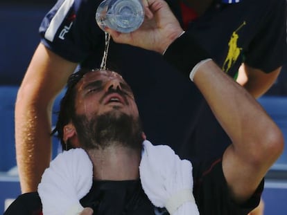 Feliciano Lopez, durante el partido contra el croata Ivan Dodig.