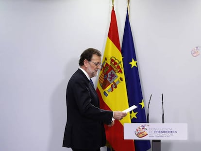 El presidente Mariano Rajoy el pasado día 17 en la VI Conferencia de Presidentes Autonómicos.
