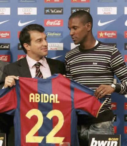 Laporta y Abidal, en la presentación del jugador