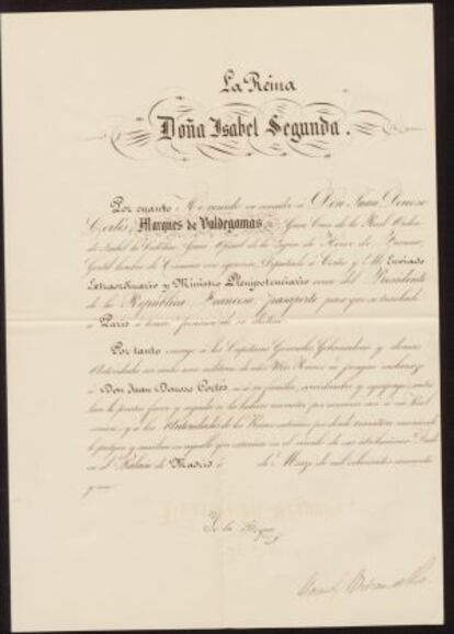 Manuscrito de Isabel II incluido en el legado