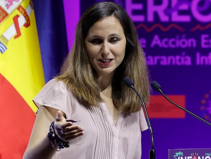 La ministra de Derechos Sociales y Agenda 2030, Ione Belarra, el pasado 6 de julio durante un acto en Madrid.