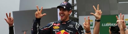 Sebastian Vettel celebra el título mundial el domingo 25 de noviembre