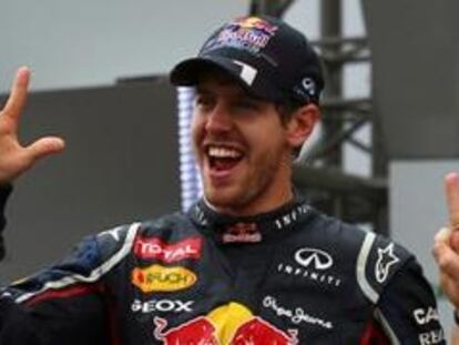Sebastian Vettel celebra el título mundial el domingo 25 de noviembre