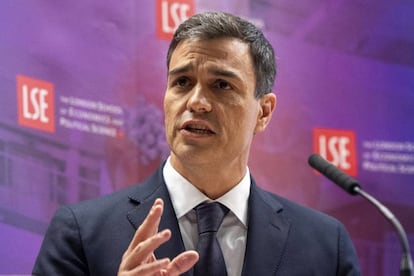 Pedro Sánchez, la semana pasada en una conferencia en la London School of Economics, en Londres.