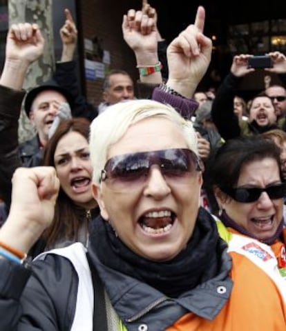 Protesta de extrabajadores de Telemadrid.