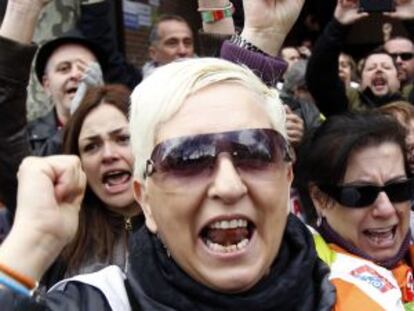 Protesta de extrabajadores de Telemadrid.