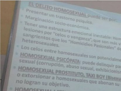 Captura del texto que la profesora proyectó a sus alumnos de Medicina Legal de la UBA