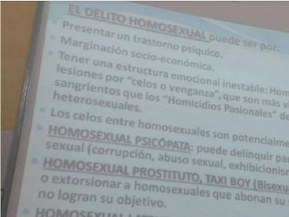 Captura del texto que la profesora proyect&oacute; a sus alumnos de Medicina Legal de la UBA