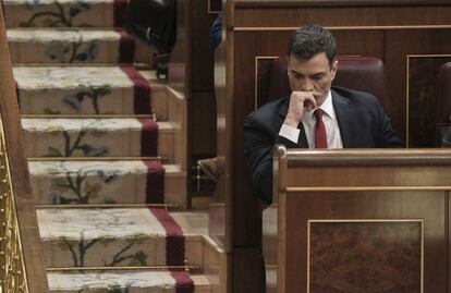  El l&iacute;der del PSOE, Pedro S&aacute;nchez, en el Congreso. 