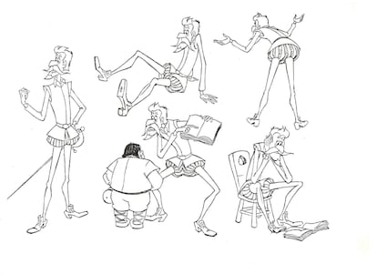 Bocetos de los personajes principales de la serie 'Don Quijote de la Mancha'.