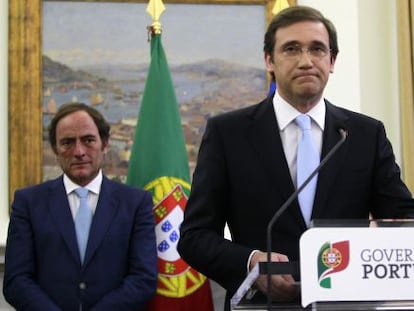 El primer ministro de Portugal, Pedro Passos Coelho, en el momento en que anuncia la salida &quot;limpia&quot; del rescate