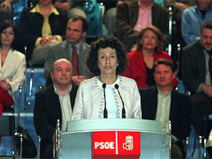 Mercedes Cabrera, el sábado, durante la presentación de las listas socialistas por Madrid.