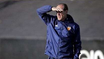 Voro, durante un entrenamiento del Valencia.