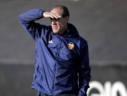 Voro, durante un entrenamiento del Valencia.