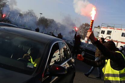 Una de las protestas de conductores de Uber la semana pasada en Par&iacute;s