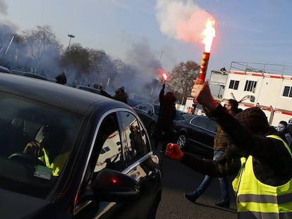 Um dos protestos de motoristas do Uber na semana passada em Paris.