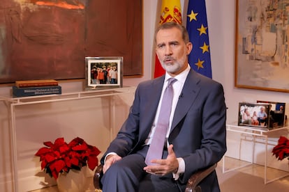 El rey Felipe VI pronuncia el discurso de Navidad.