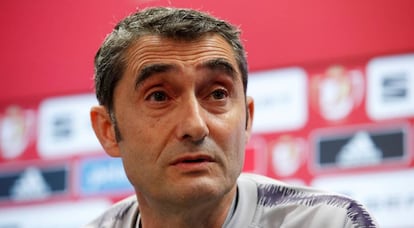 Ernesto Valverde, durante una rueda de prensa. 