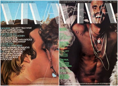 Dos de las portadas de los años setenta de la revista erótica para mujeres 'Viva', protagonista del 'podcast' en inglés 'Stiffed'.