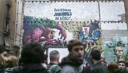 La protesta d&#039;aquest dilluns al Raval.