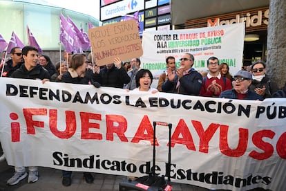 Manifestación ante la Asamblea de Madrid en defensa de la universidad pública la semana pasada