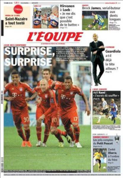 El Madrid-Bayern, protagonista en la portada del diario L'Èquipe.