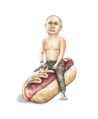 Putin a lomos de un perrito caliente.