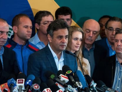 A&eacute;cio Neves, em seu discurso de derrota.