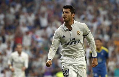 Álvaro Morata celebra su gol ante el Celta.