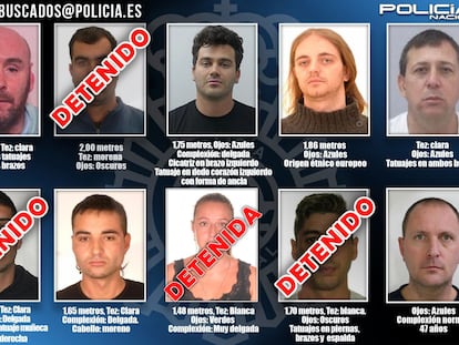 Cartel difundido por la Policía, con los 10 fugitivos más buscados .