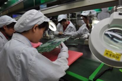 Fábrica de ensamblaje de Foxconn en Shenzhen, el pasado 26 de mayo.