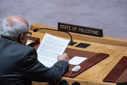Riyad Mansur, observador permanente de Palestina en la ONU, este martes en Nueva York. 