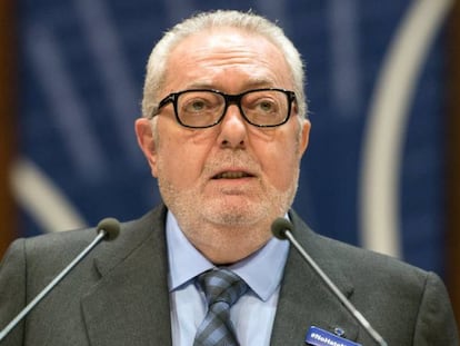 Pedro Agramunt durante una intervenci&oacute;n en el Consejo de Europa. 