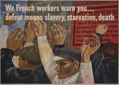 'We French workers warn you... defeat means slavery, starvation death' (1942), de Ben Shahn, en el Museo Reina Sofía.