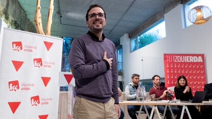 Alberto Garzón, durante su despedida como coordinador federal de IU, el pasado diciembre en Madrid.