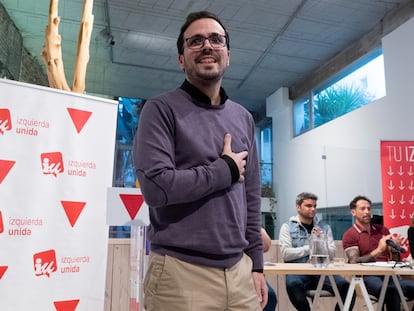 Alberto Garzón, durante la despedida de su formación, el pasado diciembre.