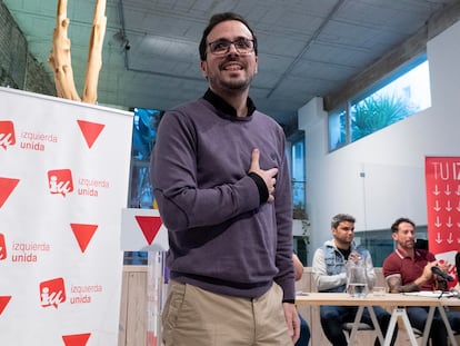 Alberto Garzón, durante su despedida como coordinador federal de IU, el pasado diciembre en Madrid.