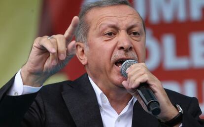Erdogan, durante un mitin en Ankara, el 5 de junio. 