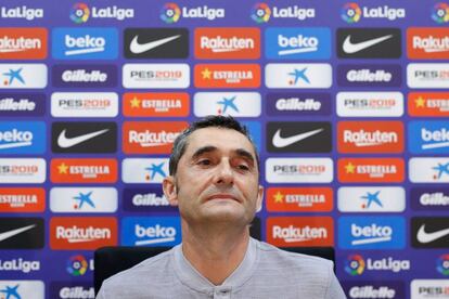 Ernesto Valverde, durante la rueda de prensa. 