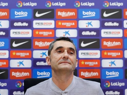 Ernesto Valverde, durant la roda de premsa.