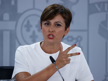 La ministra de Política Territorial y portavoz del Gobierno, Isabel Rodríguez este martes en Moncloa.