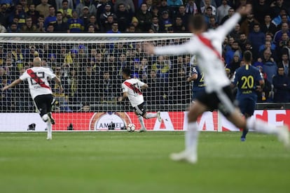 Gonzalo Martínez tras marcar el tercer gol de River ante Boca Juniors.