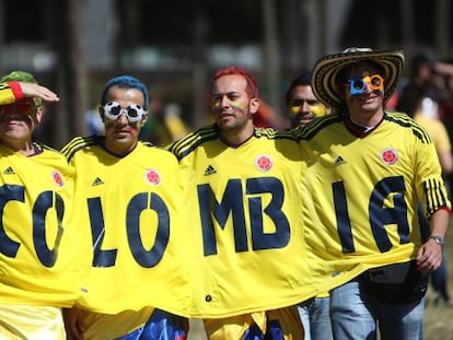 Aficionados colombianos que viajaron al Mundial de Brasil. 