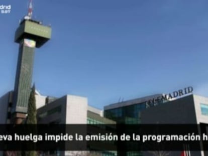 Foto fija y mensaje a los televidentes en el que se advierte del paro.