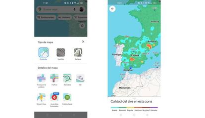 Calidad del aire en Google Maps