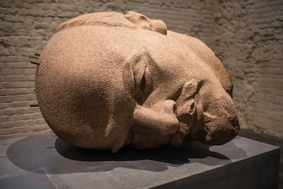 The head of a Lenin monument dismantled in 1991, on display at the Berlin Citadel in the Spandau district. Since 2016, it has been part of an exhibition of statues removed from public spaces. 