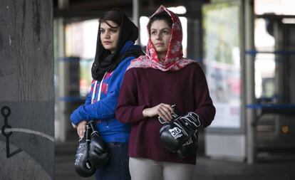 Sadaf Rahimi (left) and Shabnam in Madrid.