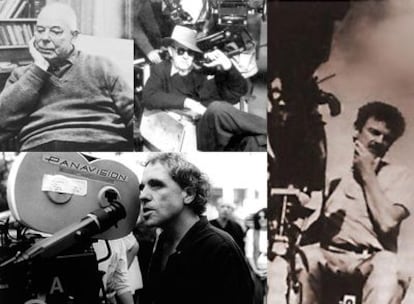 De arriba abajo y de izquierda a derecha, los directores de cine Jean Renoir, John Ford, Andréi Tarkovski y Abel Ferrara.