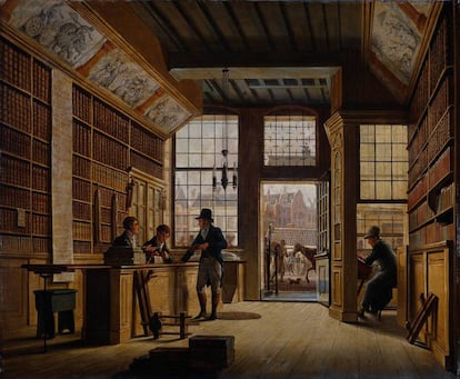 El cuadro 'La librería de Pieter Meijer Warnars' (1820), de Johannes Jelgerhuis.