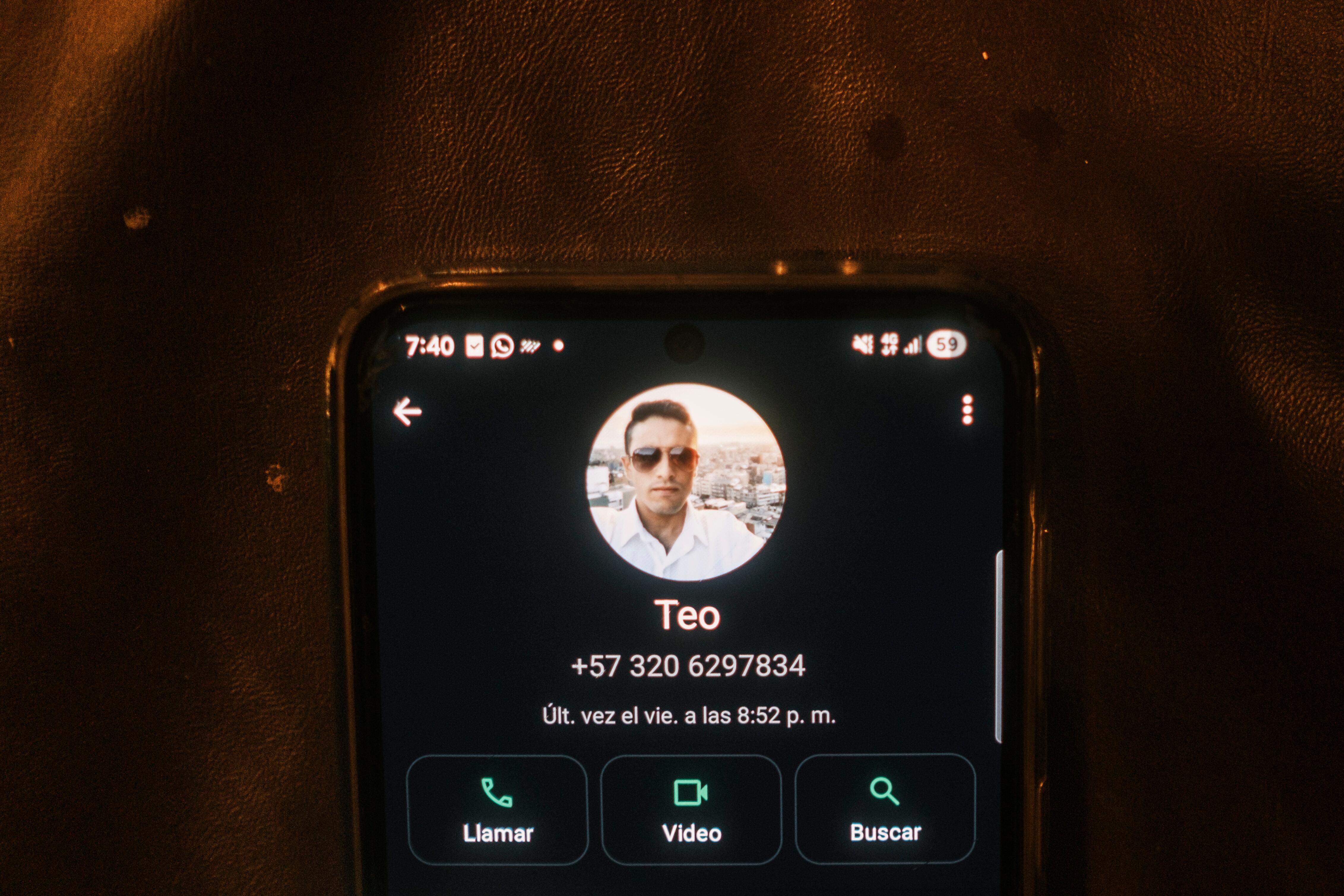 Última conexión de Mateo Pérez en WhatsApp, días después de su asesinato.